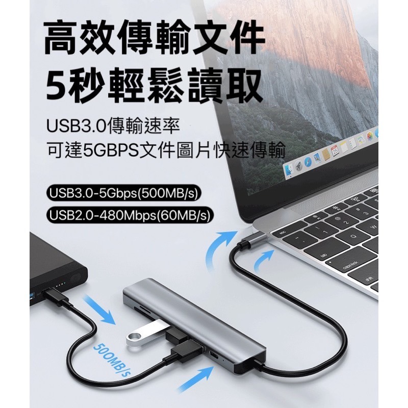 貨 TYPE-C 轉 USB 4k HDMI 擴充 PD 轉接器 MacBook 讀卡機 擴展塢 集線轉換器 集線器-細節圖3