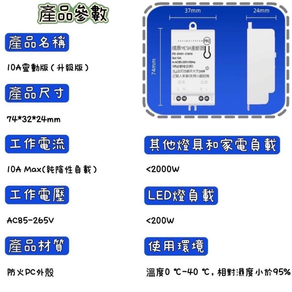 【現貨】陸板米家用 Wifi 通斷器 情景mesh 通斷器  需搭陸板mesh網關搭配陸板米家wifi開關 mesh開關-細節圖5