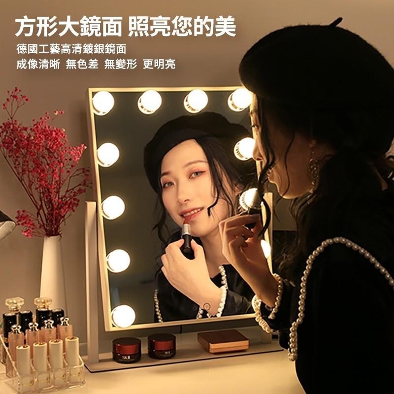智能觸控 三色LED化妝鏡 三色LED可調光 明星美妝鏡 好萊塢級 燈泡 梳妝鏡-細節圖2