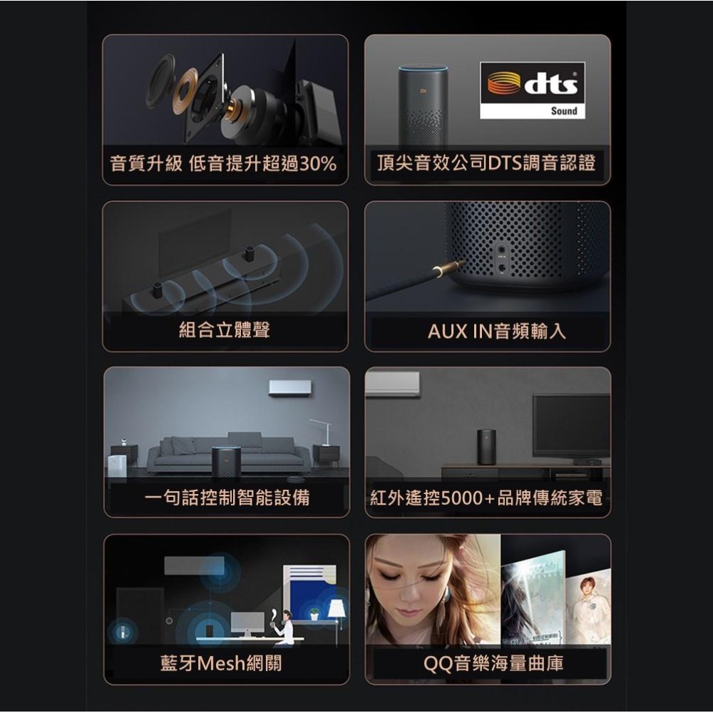 小愛 小愛音箱Pro 黑色 聲源定位 全新升級 DTS專業調音 喇叭 Mesh藍牙網關 AUXIN 紅外遙控 智能設備控-細節圖6