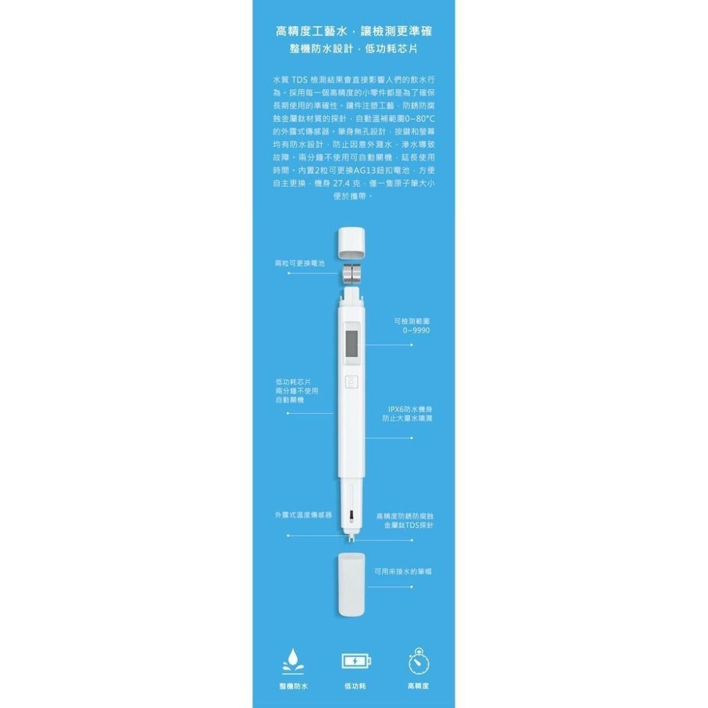 【電子發票】小米水質TDS檢測筆 水質檢測筆 水質檢測 水質監控 水質混濁 檢測筆 測水筆 小米有品-細節圖8