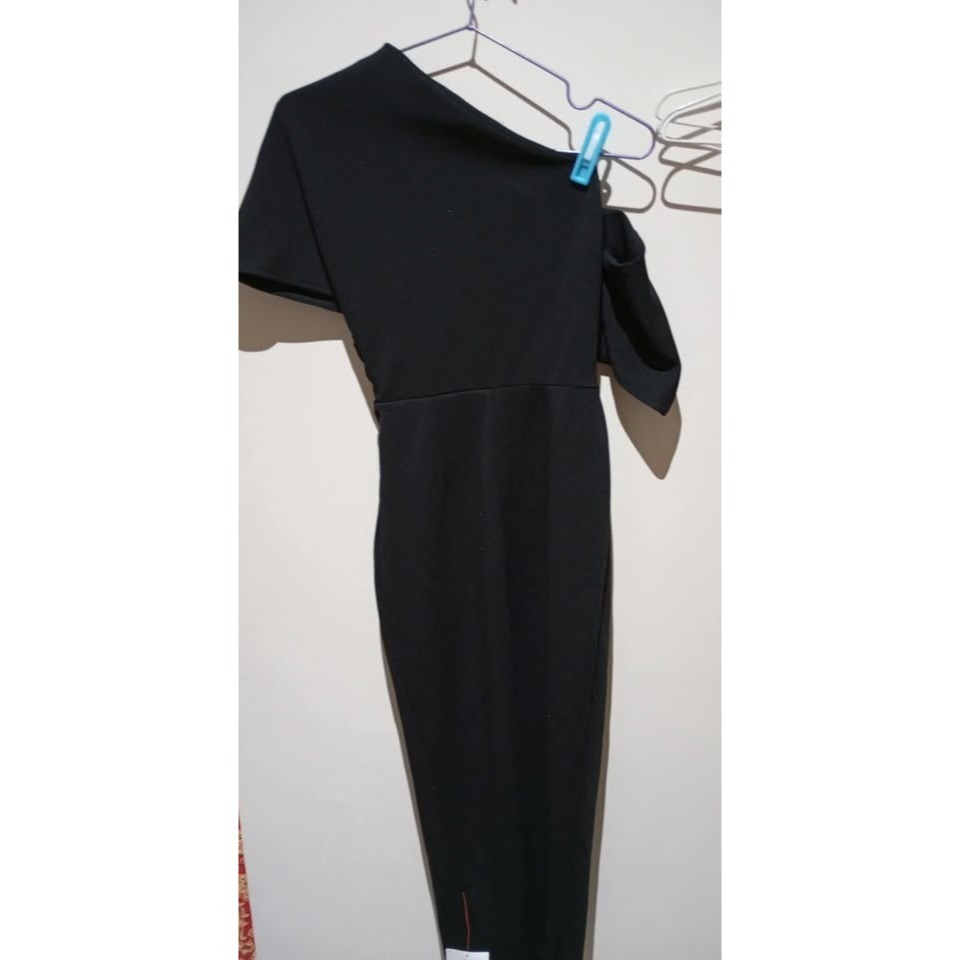 B42 黑色斜肩禮服 連身裙 未穿未拆標籤 4號-細節圖2