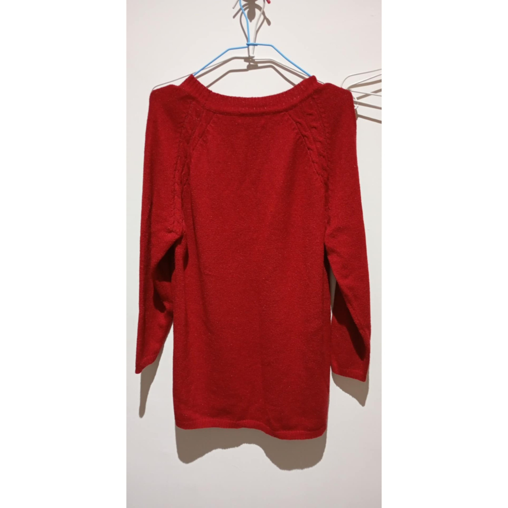 A251 紅色長版針織上衣-細節圖2