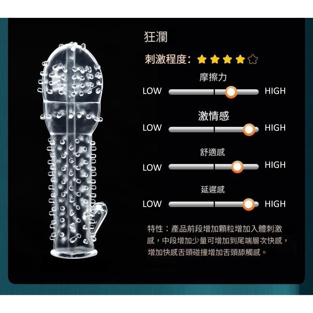 【優惠現貨】探索者狼牙套💞透明情趣 夫妻用品 加長加粗加大套顆粒套 情趣用品 男用水晶狼牙套 交換禮物 SM 剌激-細節圖3