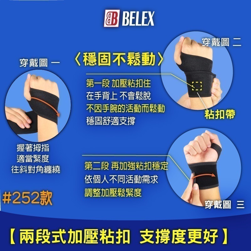 COOLMAX吸濕排汗 醫療護腕 護腕 透氣護腕 TFCC 【BELEX】可調纏繞式護腕 手腕拉傷 韌帶扭傷 工作護腕-細節圖6