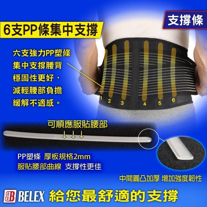 台灣製 醫療護腰 護腰 六條PP塑片 高透氣 護腰帶9吋【BELEX】護腰帶 復健 工作護腰 搬重 辦公久坐 工作久站-細節圖3