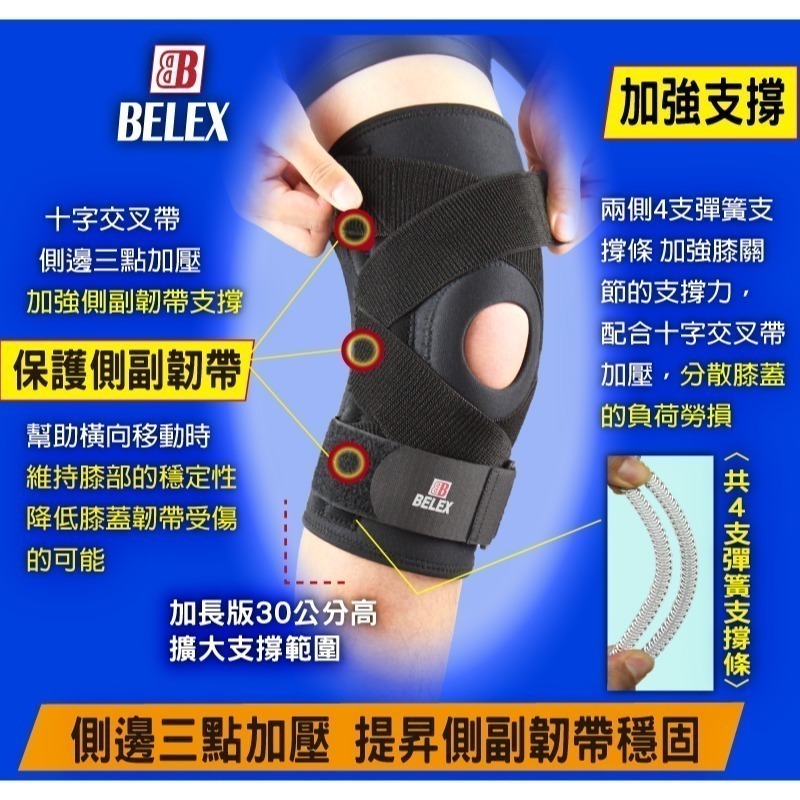 台灣製 醫療護膝 十字韌帶護膝 側副韌帶拉傷 半月板護膝 術後復健 【BELEX】 兩側支撐條 十字交叉帶 膝蓋退化變形-細節圖5