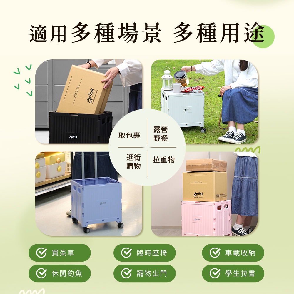 【推推樂】50L多功能萬向煞車輪 折疊收納手推車 TL50-細節圖7