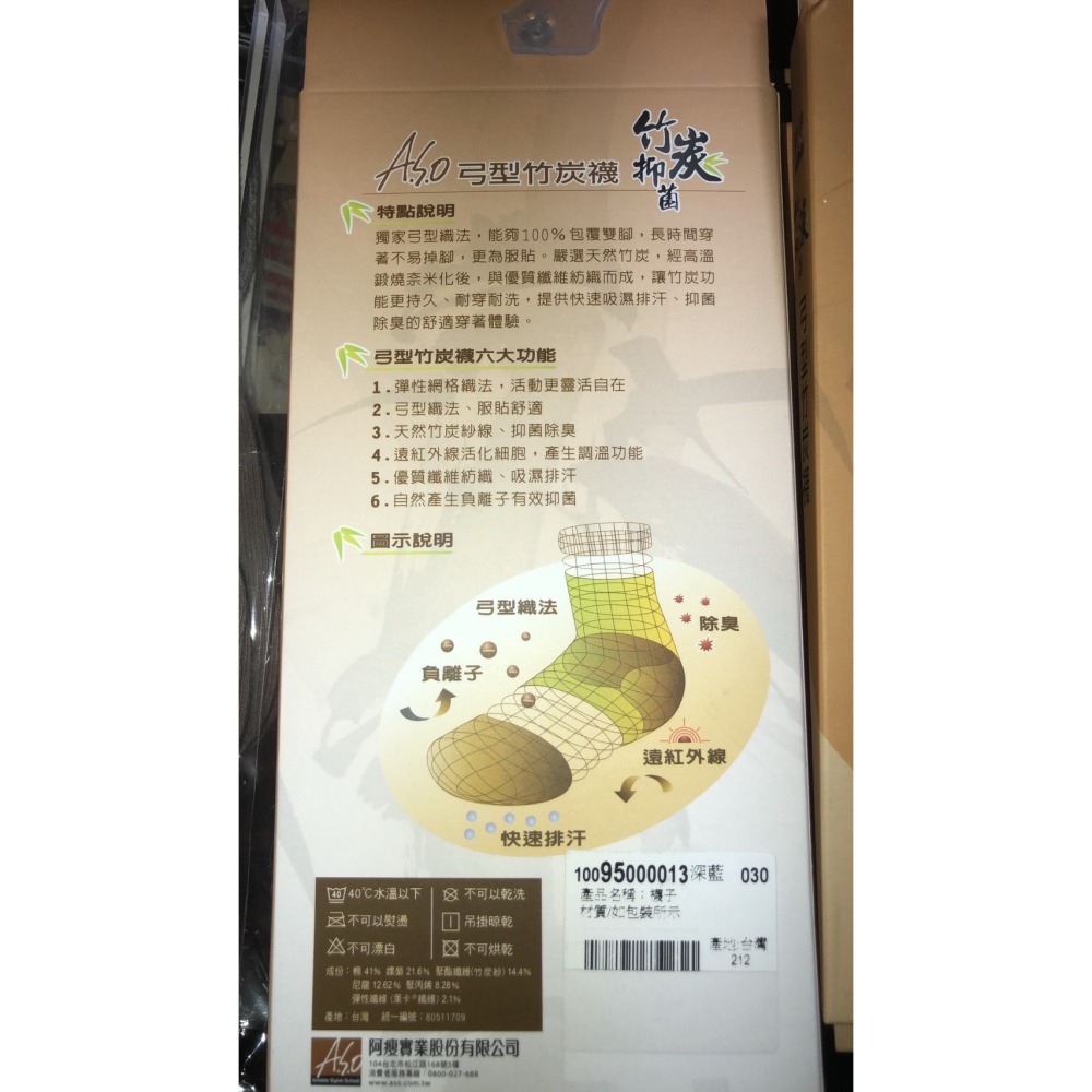 【大倉代領股東紀念品】阿瘦 竹炭抑菌襪-細節圖2