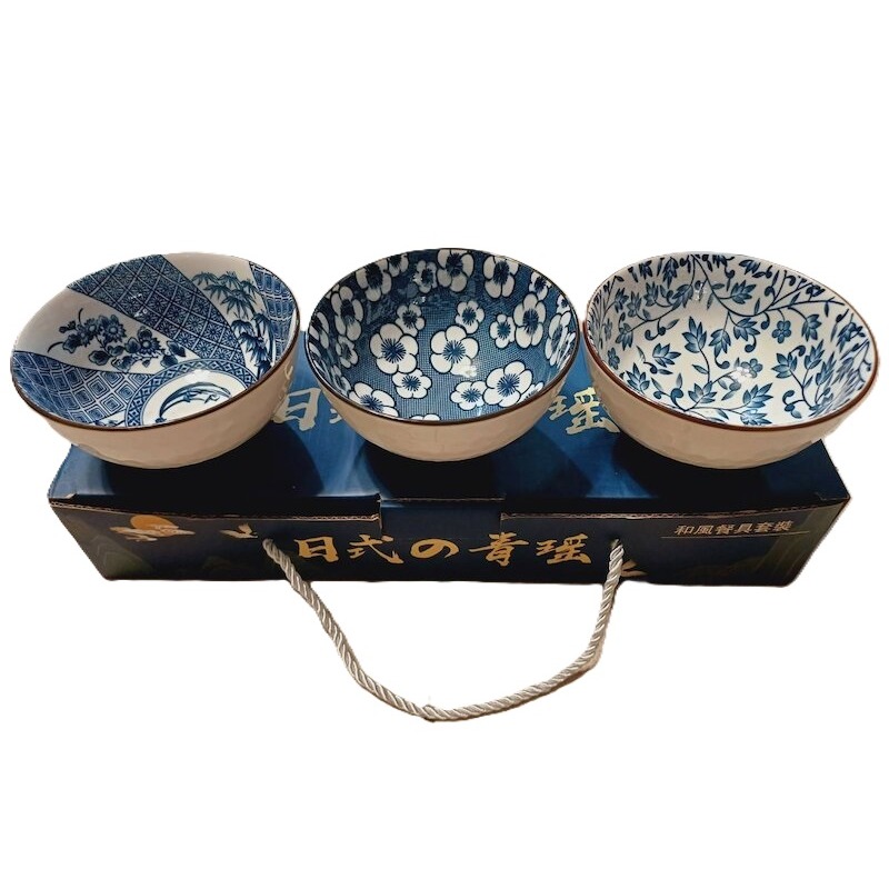 日式的青瑤和風餐具碗飯碗瓷碗（三入組）-細節圖5
