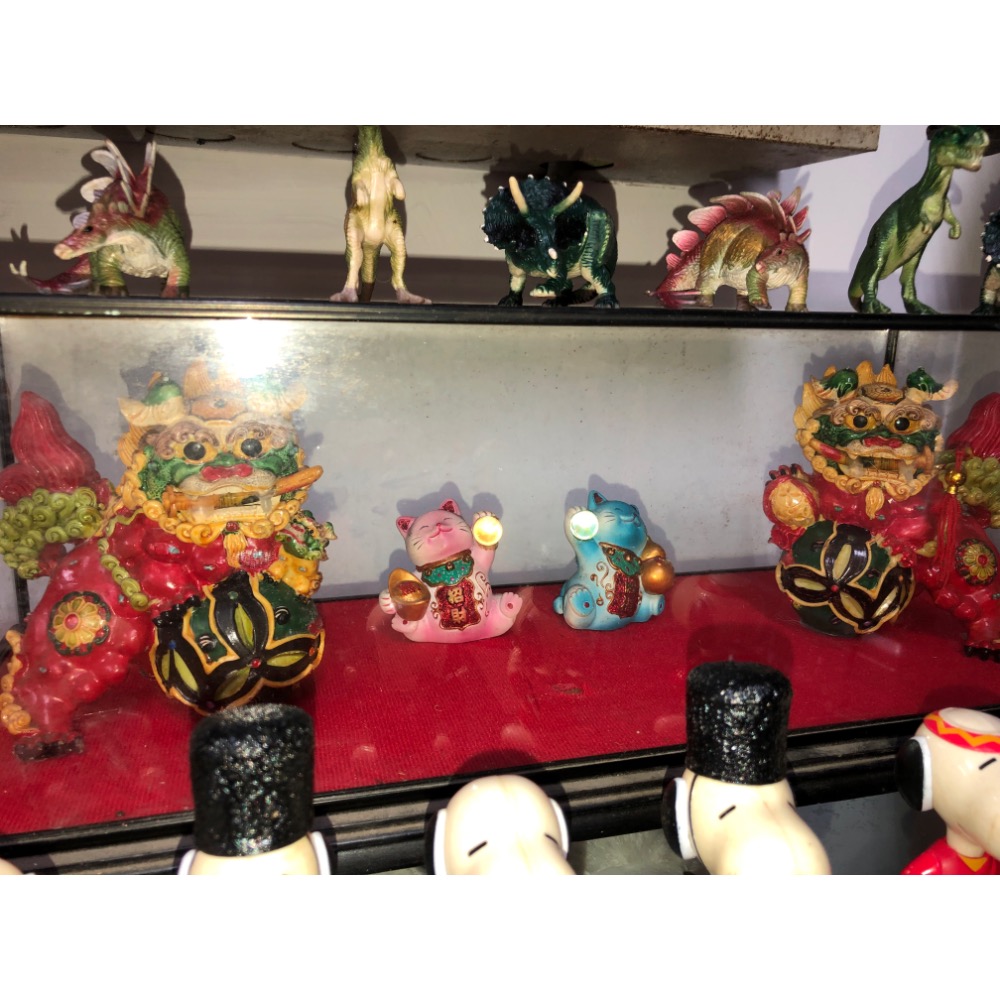 雙麒麟加雙招財貓 含座與玻璃外框-細節圖2