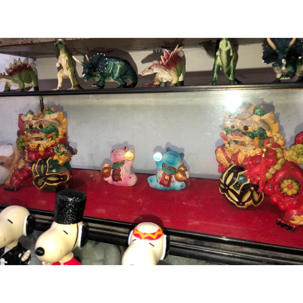 雙麒麟加雙招財貓 含座與玻璃外框-細節圖3