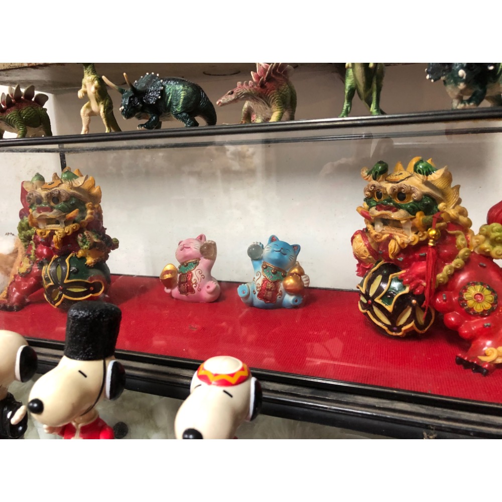 雙麒麟加雙招財貓 含座與玻璃外框-細節圖4