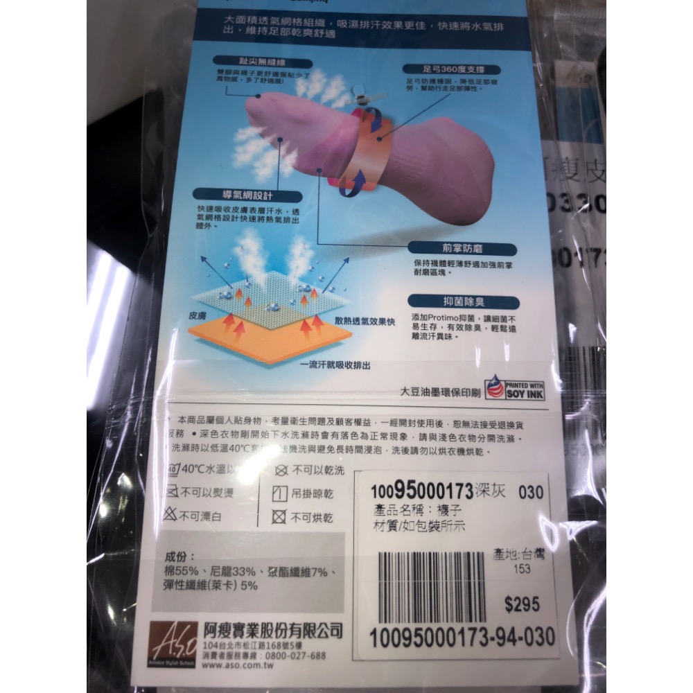 阿瘦抑菌透氣涼爽瞬乾支撐襪 九雙一起售-細節圖3