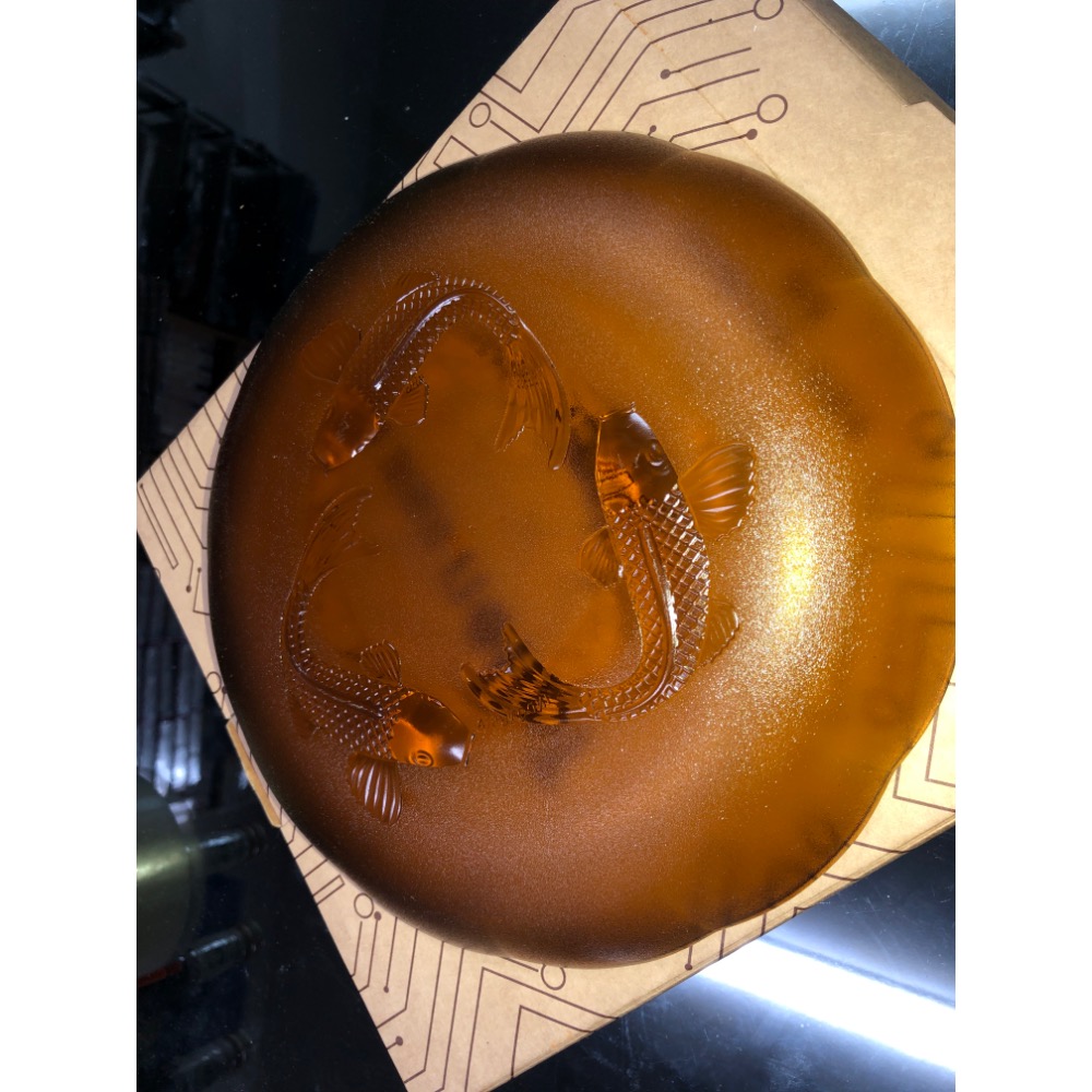初見海洋之星 玻璃雕刻三魚迴游 一入裝 23*4cm 禮盒-細節圖3