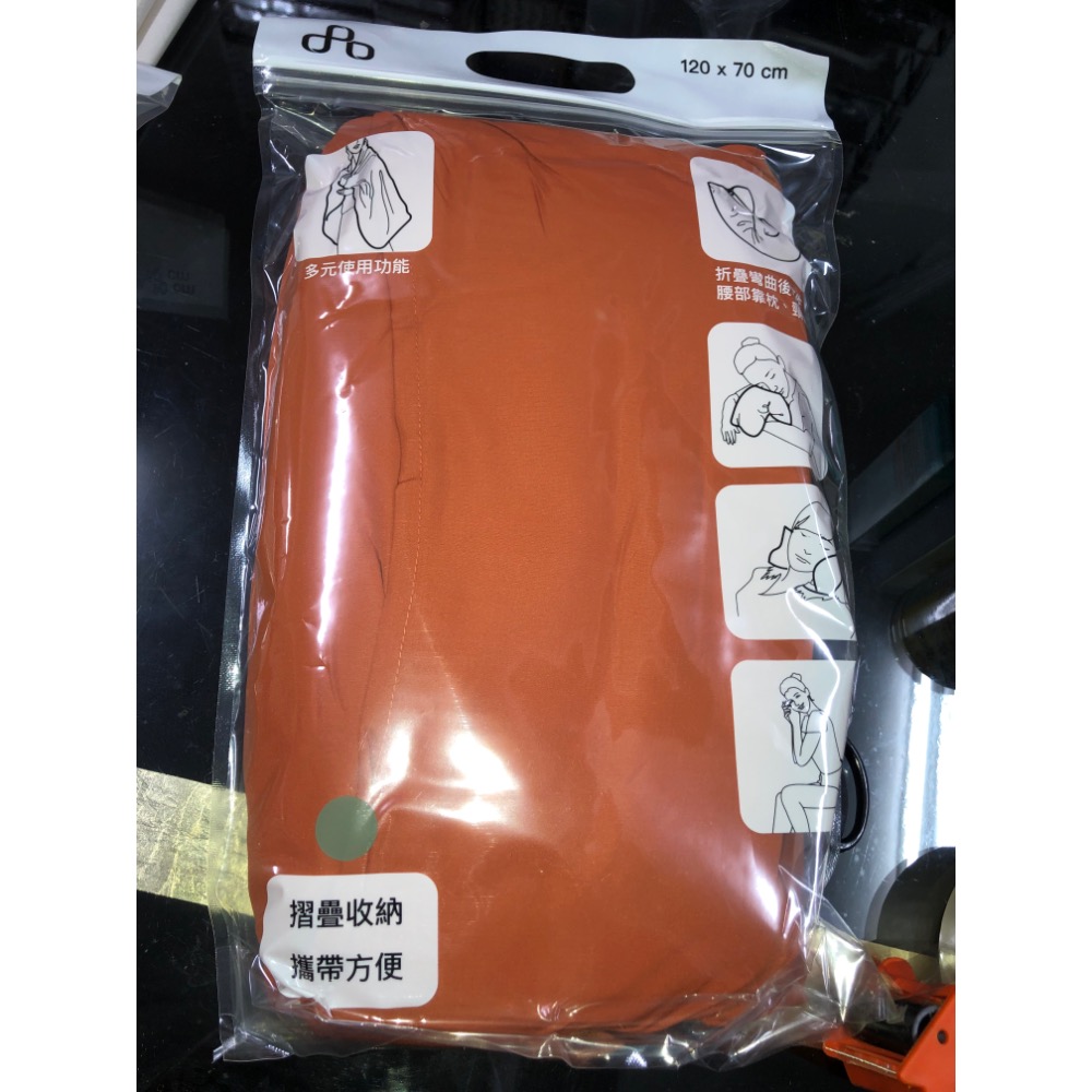 Yu Living 多功能雙色蓋毯 120*70cm 橘色-細節圖2