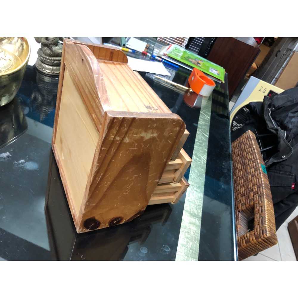 桌上型舊小木櫃 抽屜三層櫃 22.5*26*12 cm-細節圖2
