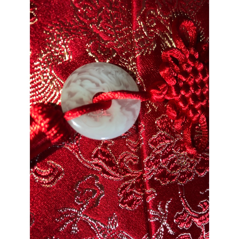 繡花編結布製配玉紅包袋-細節圖2