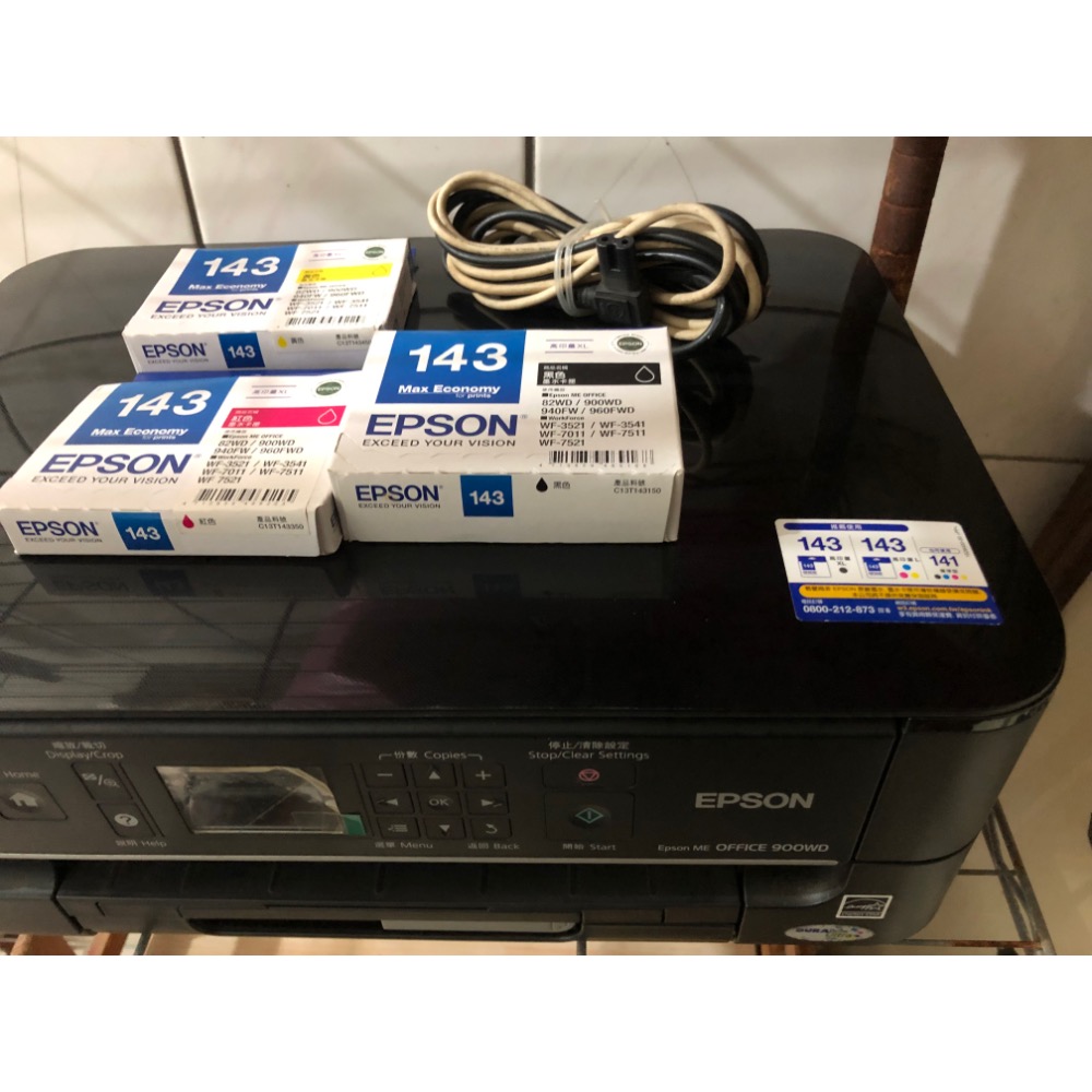 EPSON ME OFFICE 900WD WIFI 印表機 列表機 高印量 但噴頭需清潔 所以便宜售 加贈三盒墨水-細節圖3