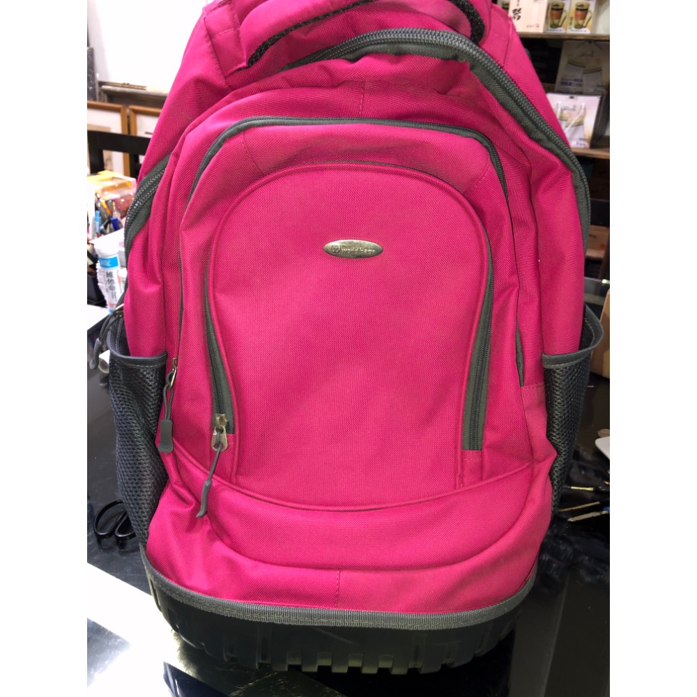 【大倉代領股東紀念品】桃紅色 旅行包 旅行休閒行李包 附輪 移動輕便-細節圖2