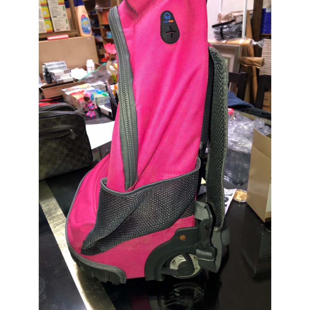 【大倉代領股東紀念品】桃紅色 旅行包 旅行休閒行李包 附輪 移動輕便-細節圖3