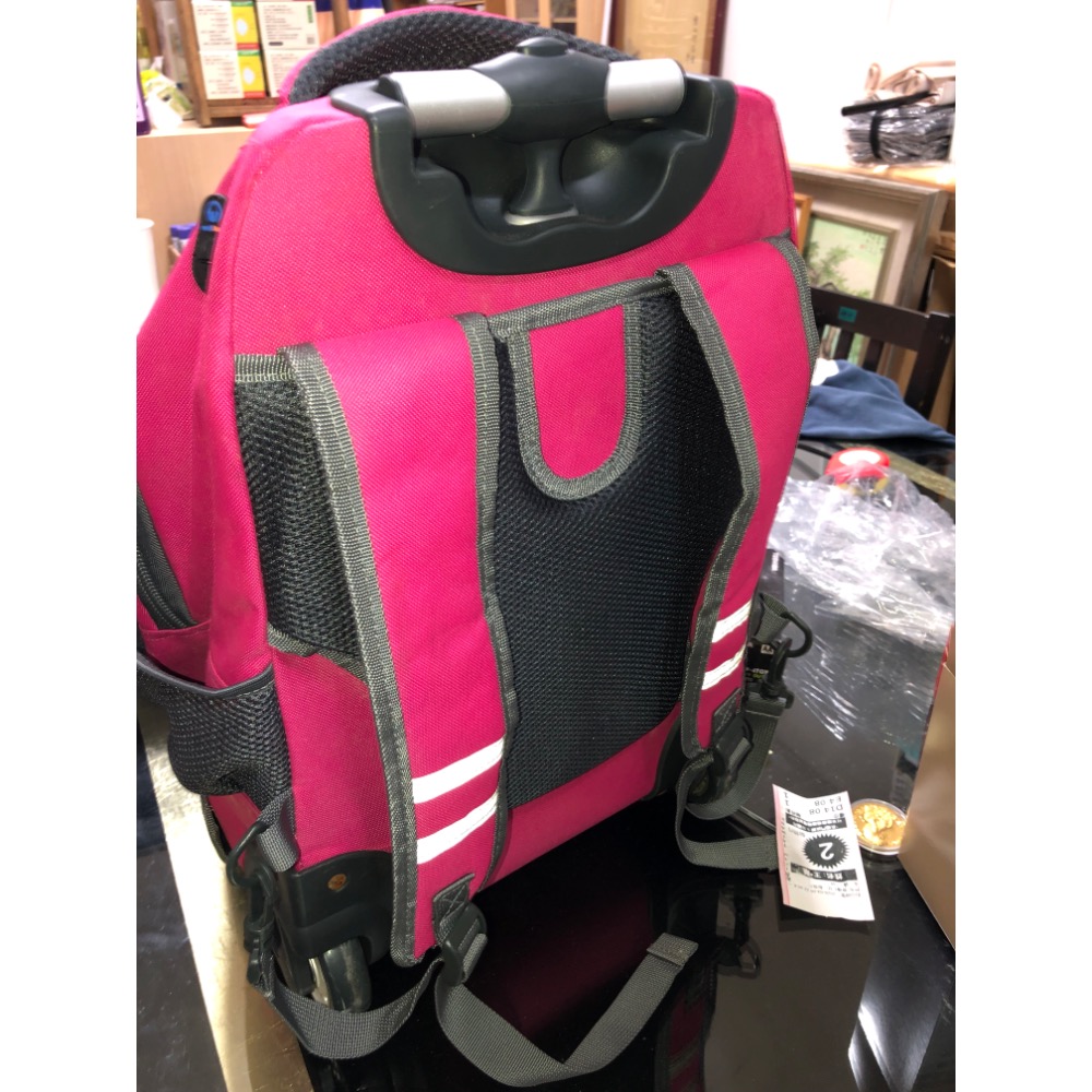 【大倉代領股東紀念品】桃紅色 旅行包 旅行休閒行李包 附輪 移動輕便-細節圖6