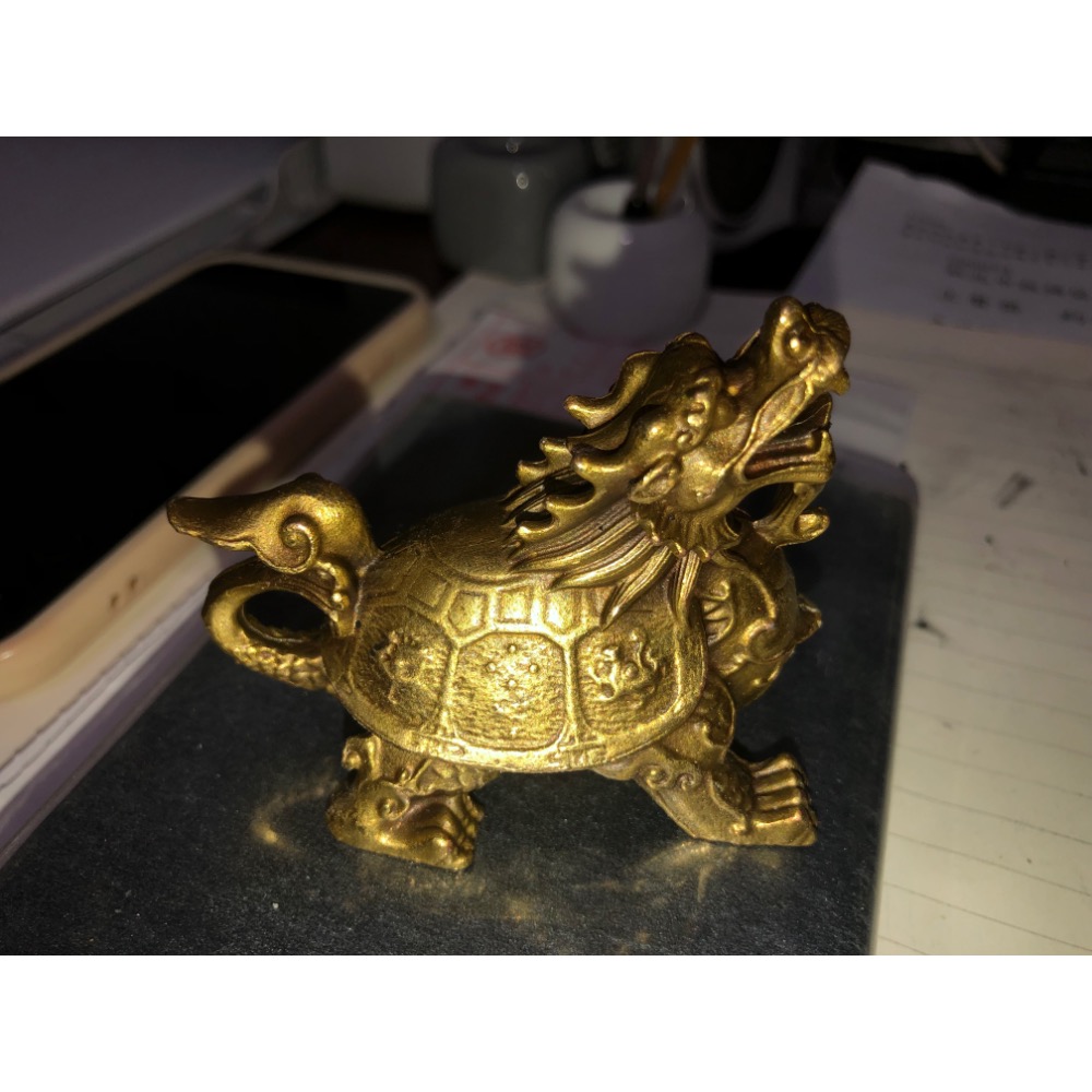 【大倉代領股東紀念品】黄铜四象龍龜擺件四方神兽龍龜福禄四靈像龍龜客廳書房玄關摆件-細節圖2