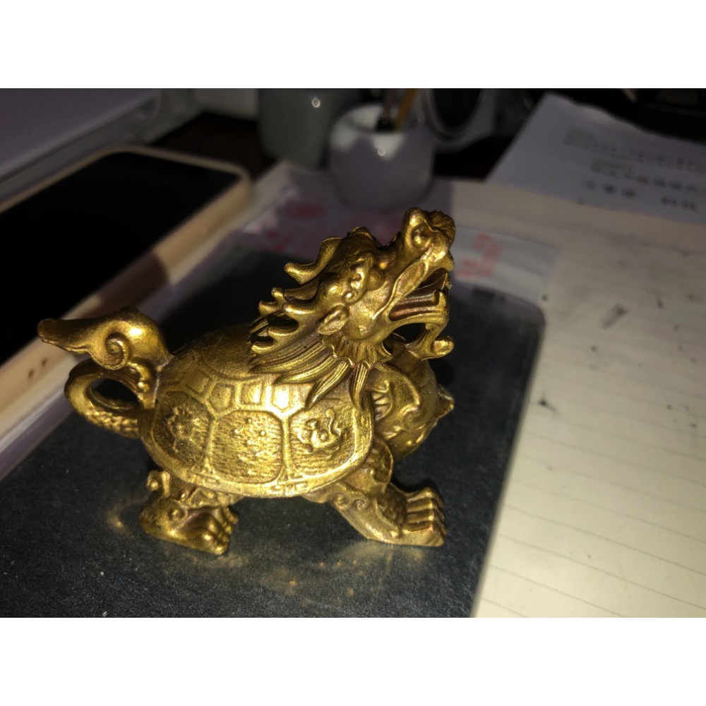 【大倉代領股東紀念品】黄铜四象龍龜擺件四方神兽龍龜福禄四靈像龍龜客廳書房玄關摆件-細節圖3