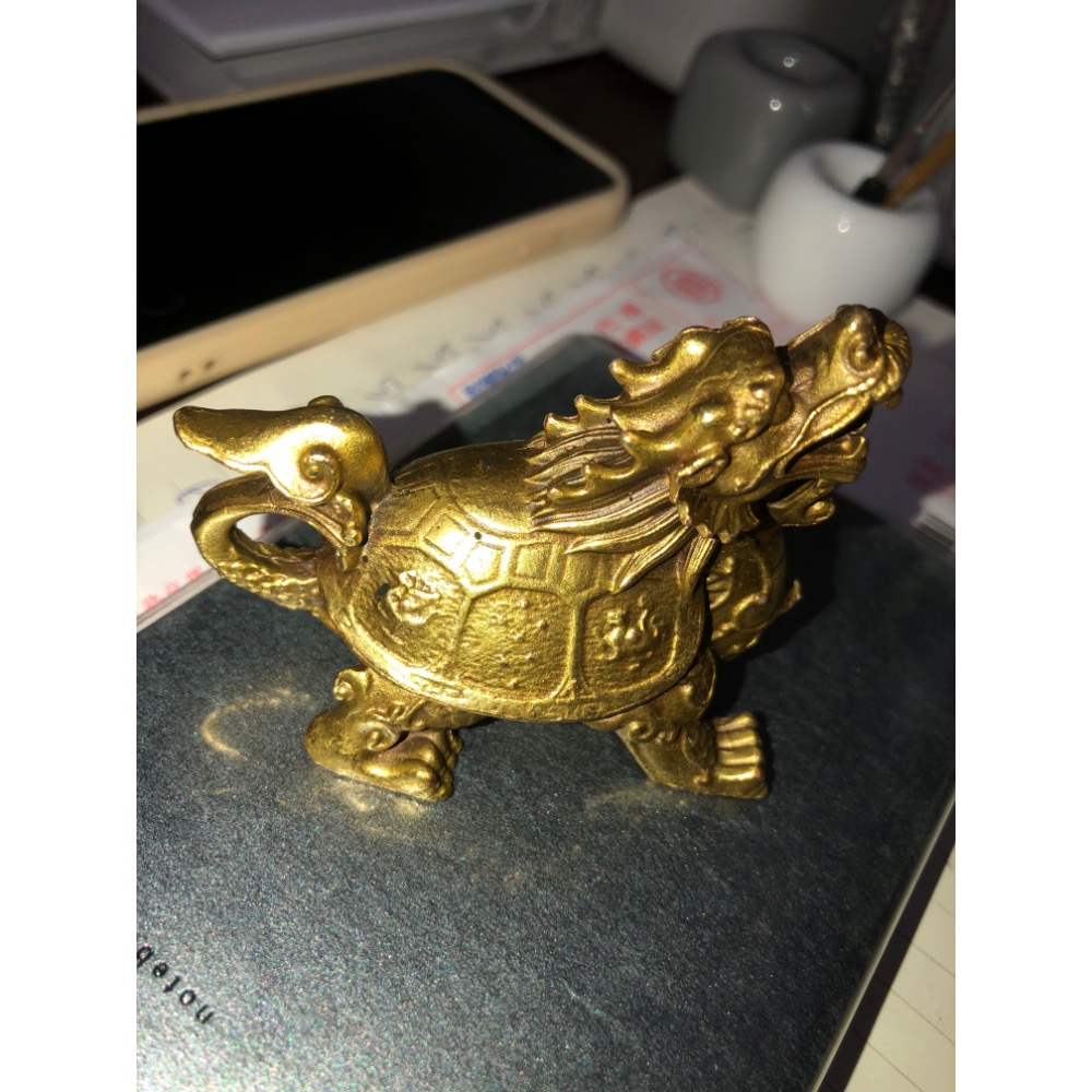 【大倉代領股東紀念品】黄铜四象龍龜擺件四方神兽龍龜福禄四靈像龍龜客廳書房玄關摆件-細節圖5