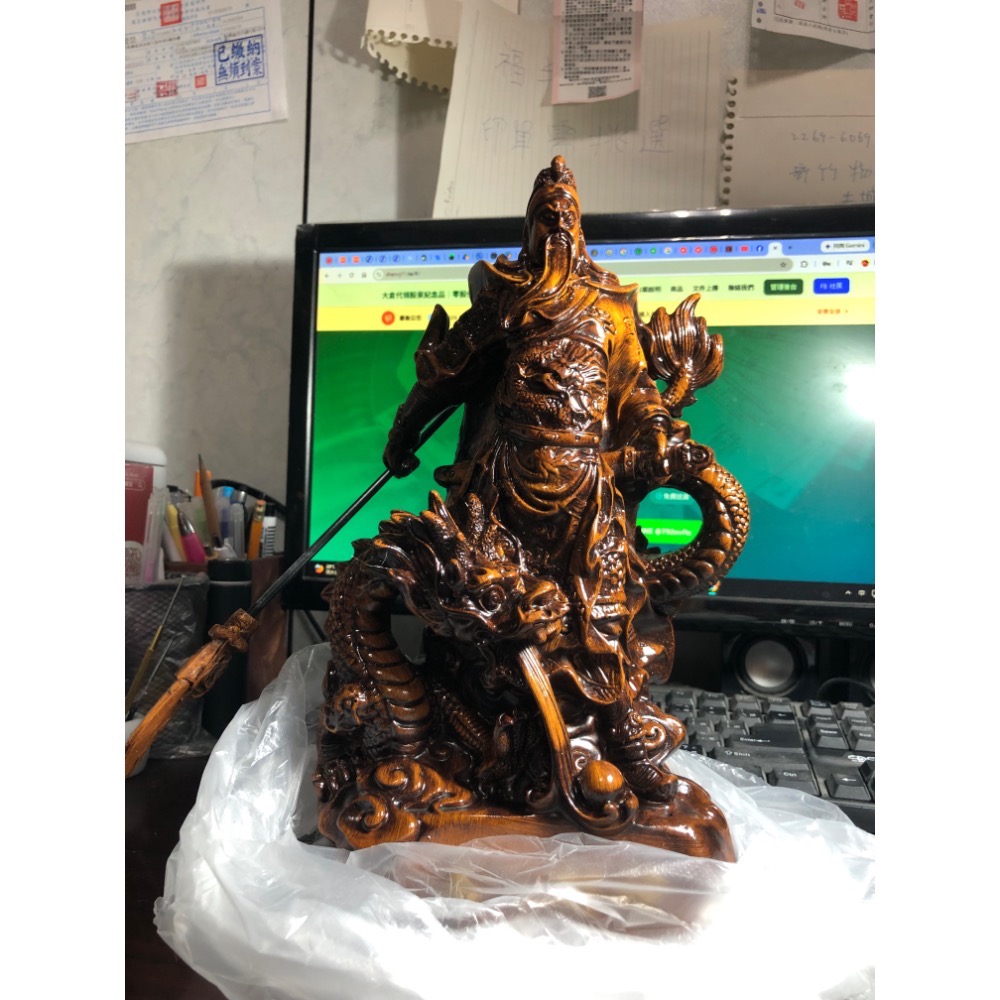 【大倉代領股東紀念品】全新關羽 座龍關公 盤龍關公 升龍關公 擺飾擺設擺件 關二爺雕像一座-細節圖3