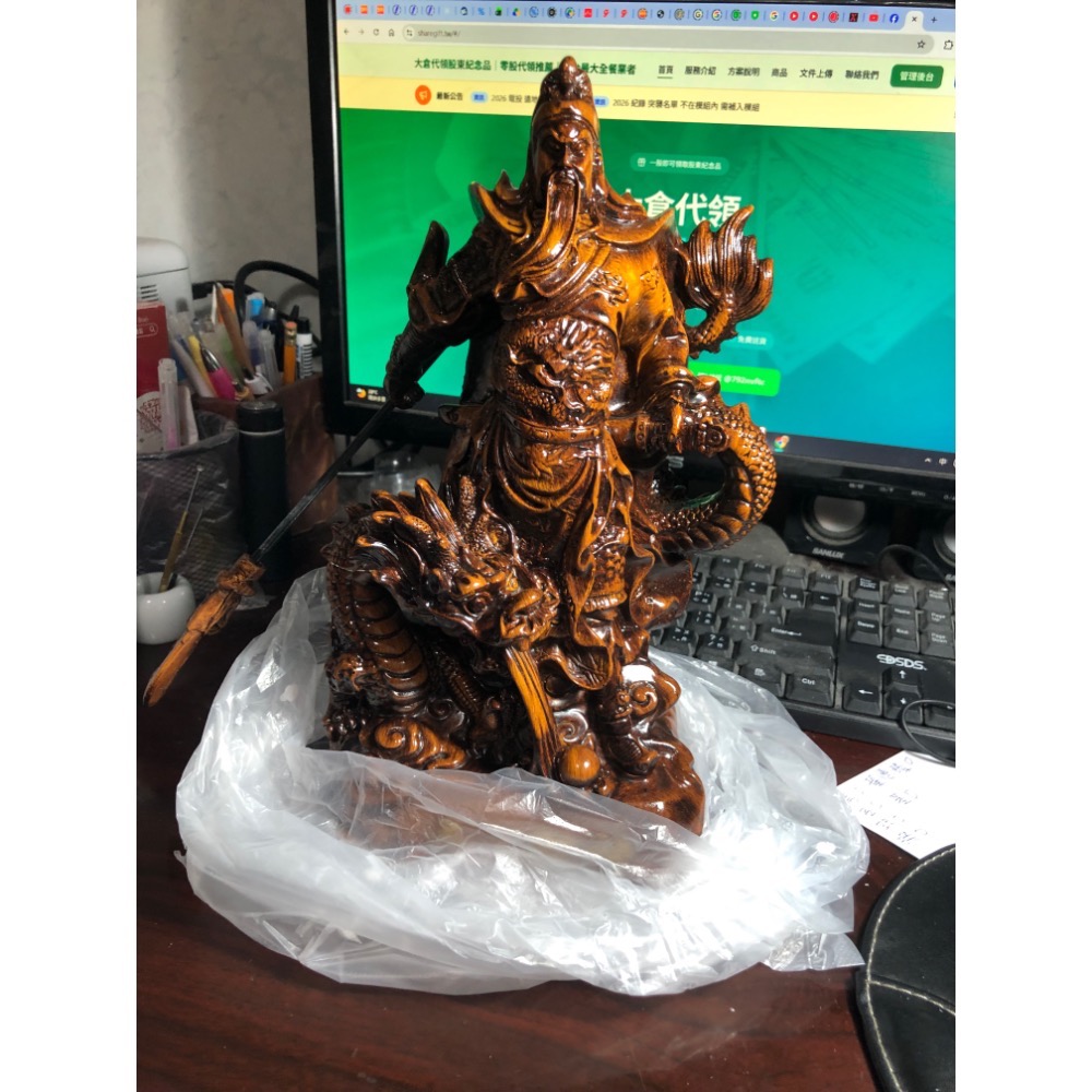 【大倉代領股東紀念品】全新關羽 座龍關公 盤龍關公 升龍關公 擺飾擺設擺件 關二爺雕像一座-細節圖5