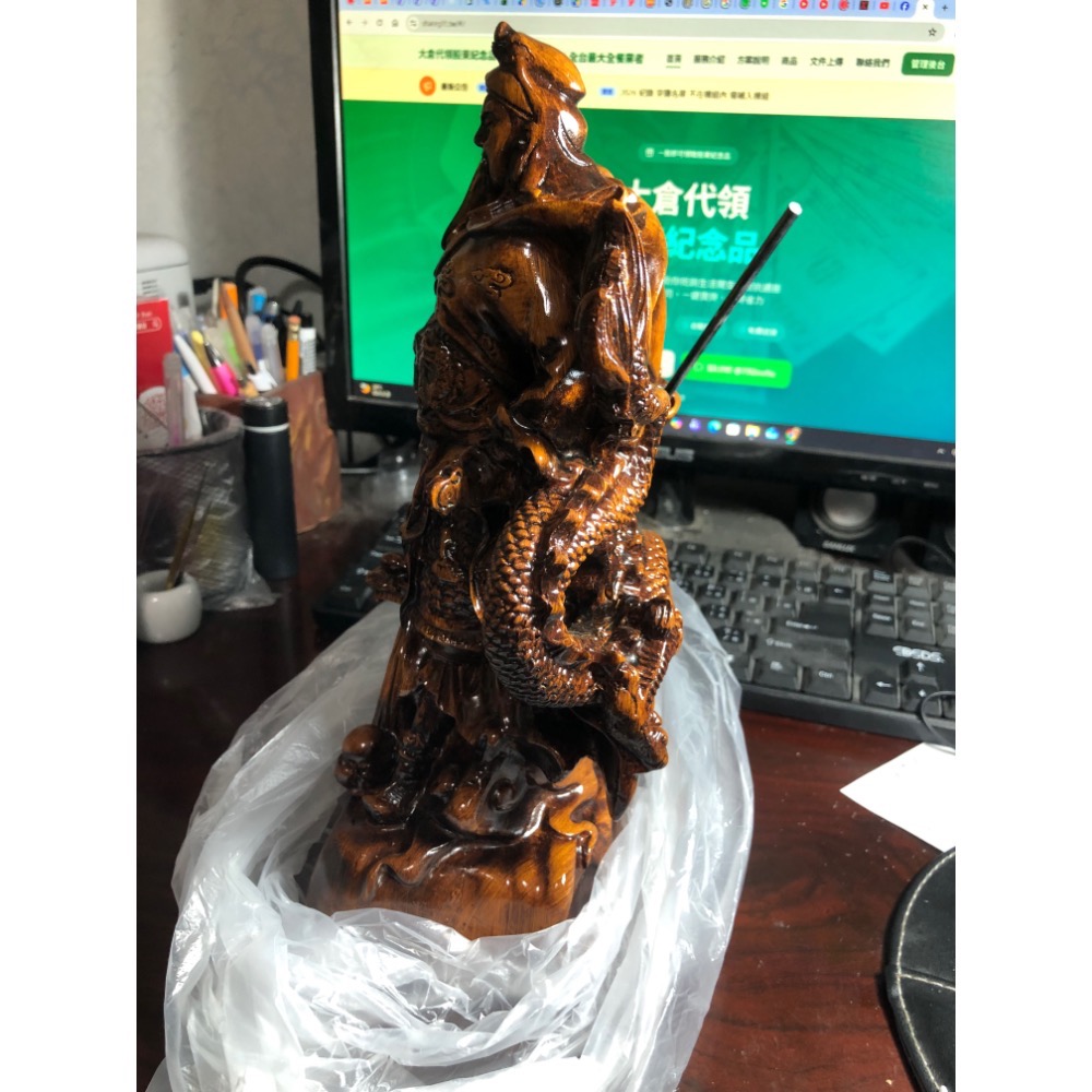 【大倉代領股東紀念品】全新關羽 座龍關公 盤龍關公 升龍關公 擺飾擺設擺件 關二爺雕像一座-細節圖6