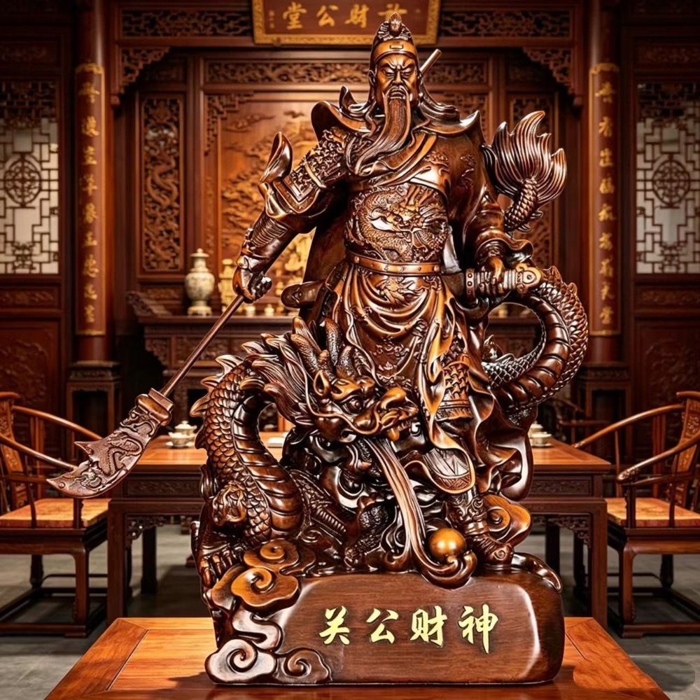 【大倉代領股東紀念品】全新關羽 座龍關公 盤龍關公 升龍關公 擺飾擺設擺件 關二爺雕像一座-細節圖3
