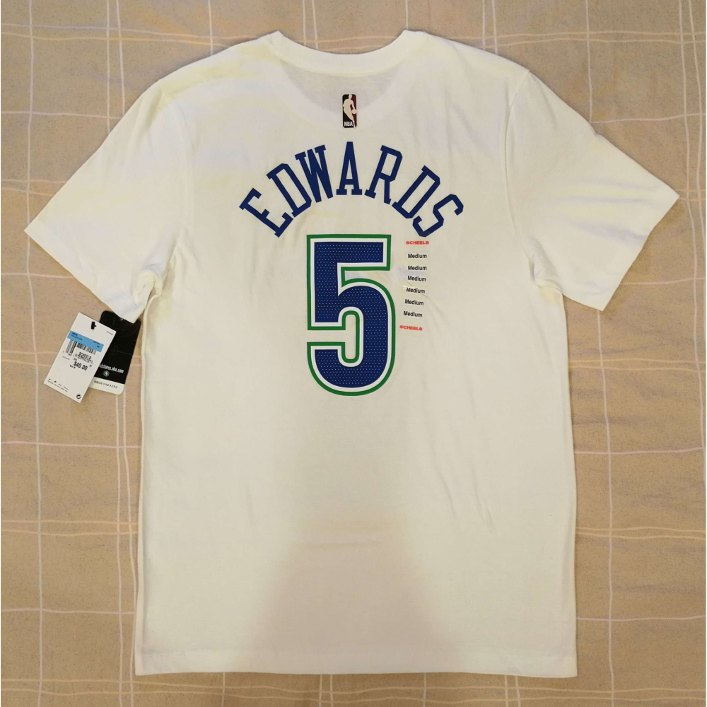 (全新現貨) Nike NBA 明尼蘇達灰狼 Anthony Edwards 23/24 復古版 背號短T (Sz.M)-細節圖2