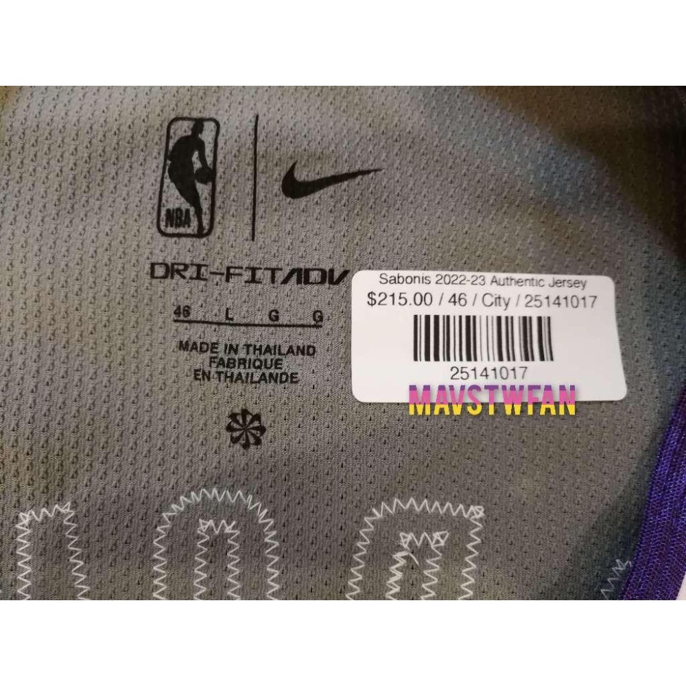 (全新現貨) Nike Domantas Sabonis 國王 22/23 城市版 G底板球衣 (46+4，原生贊助標)-細節圖9