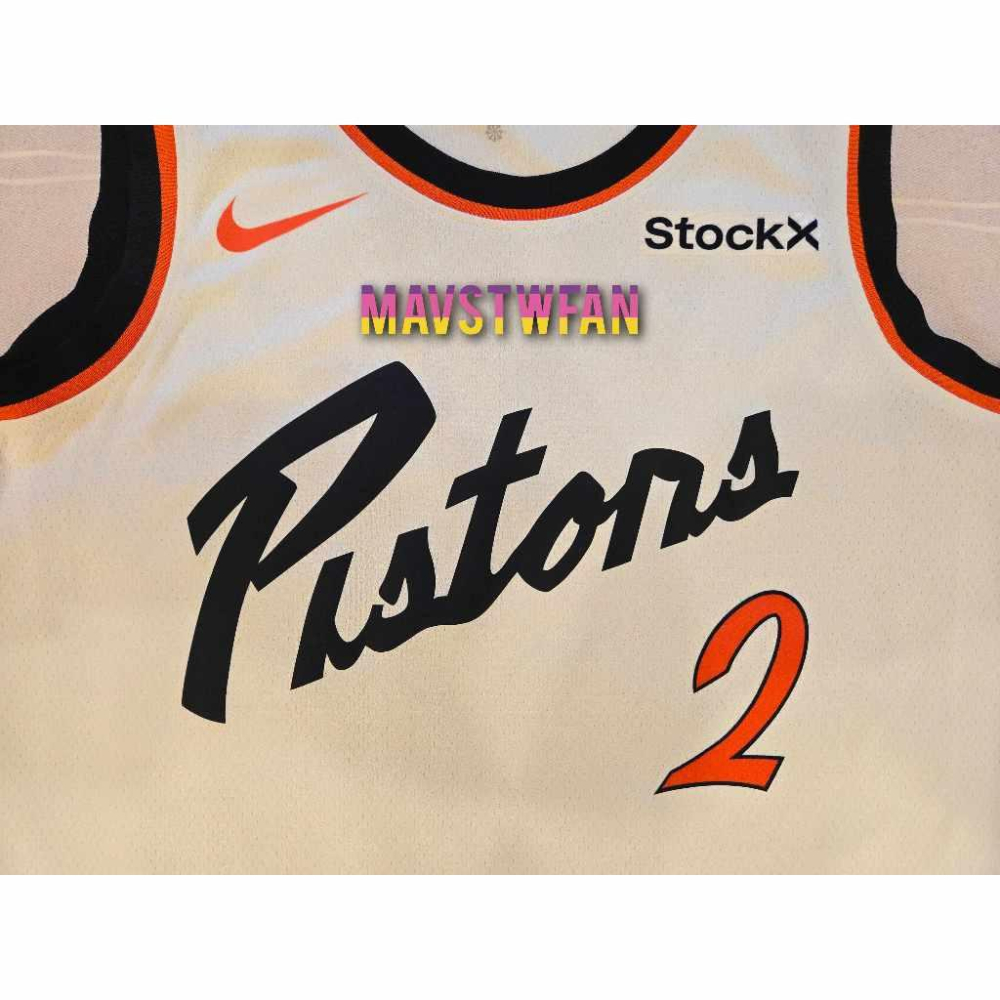 (稀有款式) Nike Cade Cunningham 活塞 24/25 城市版 SW 球衣 (L 48，原生贊助標)-細節圖3