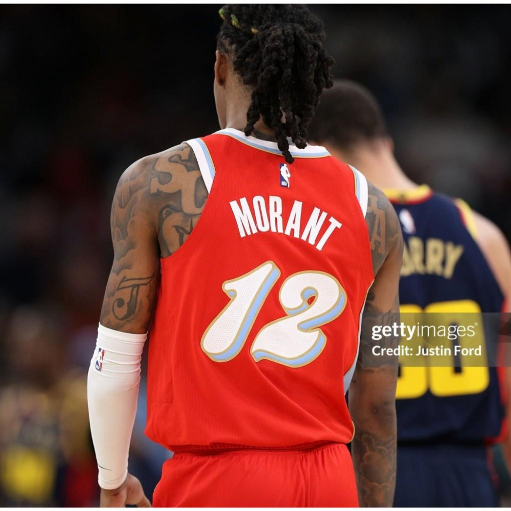 (全新特價) Nike NBA 曼斐斯灰熊 Ja Morant 24/25 城市版 背號短T (Sz. M)-細節圖4