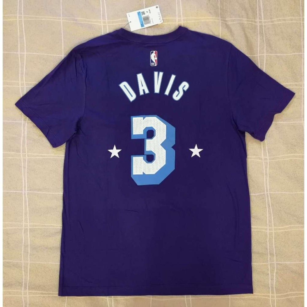 (出清特價) Nike NBA 洛杉磯湖人 Anthony Davis 21/22 城市版 背號短T (Sz. M)-細節圖2