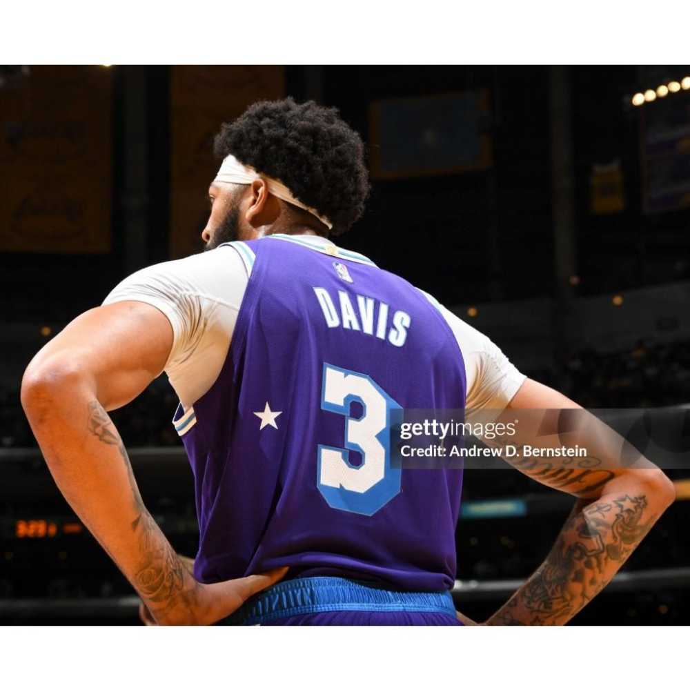 (出清特價) Nike NBA 洛杉磯湖人 Anthony Davis 21/22 城市版 背號短T (Sz. M)-細節圖4