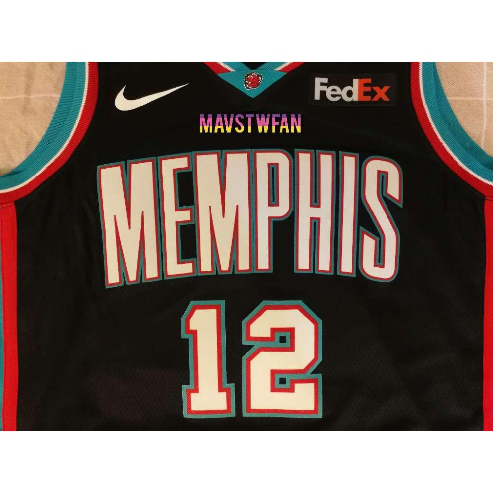 (全新特價) Nike Ja Morant 曼斐斯灰熊 20/21 復古版 SW 球衣 (L 48，原生贊助標)-細節圖5