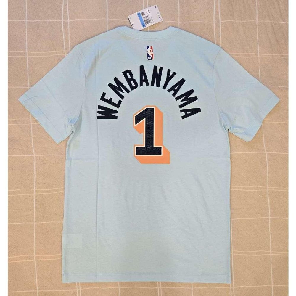 (全新現貨) Nike NBA 馬刺 Victor Wembanyama 24/25 城市版 背號短T (Sz. M)-細節圖2
