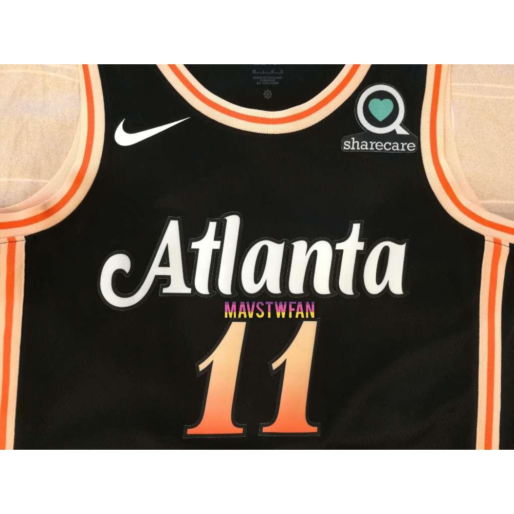 (出清特價) Nike Trae Young 亞特蘭大老鷹 22/23 城市版 SW 球衣 (L 48，原生贊助標)-細節圖3