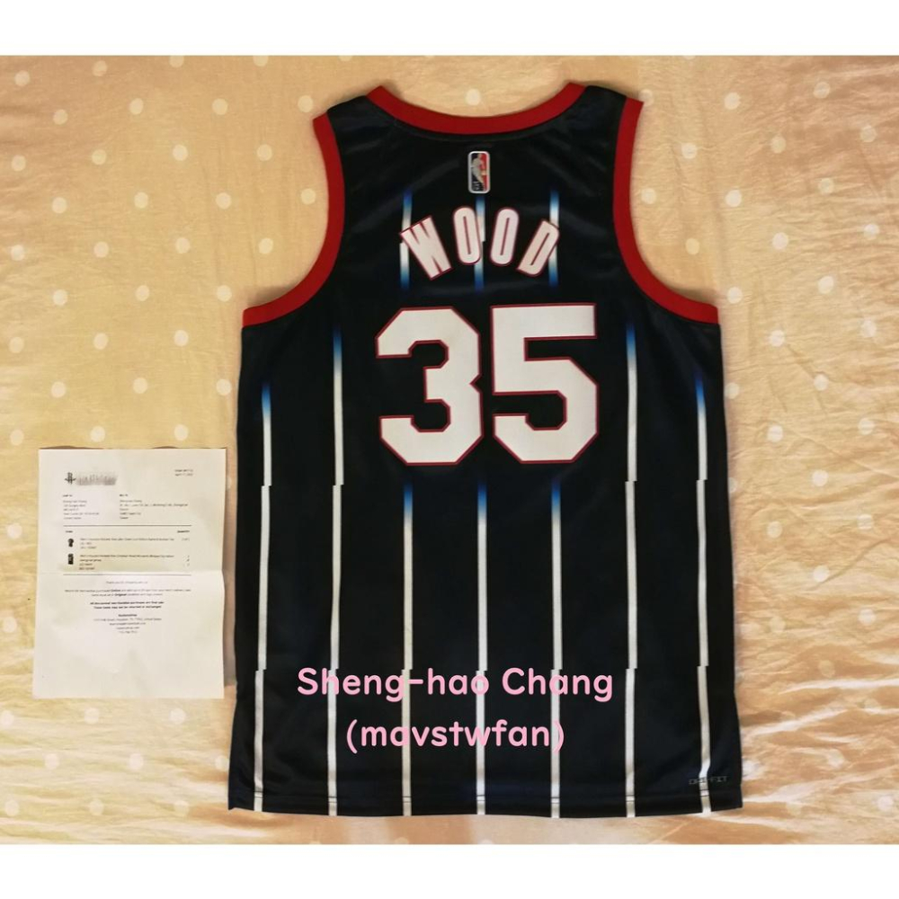 (出清特價) Nike Christian Wood 火箭 Mixtape 城市版 SW 球衣 (L 48，原生贊助標)-細節圖2
