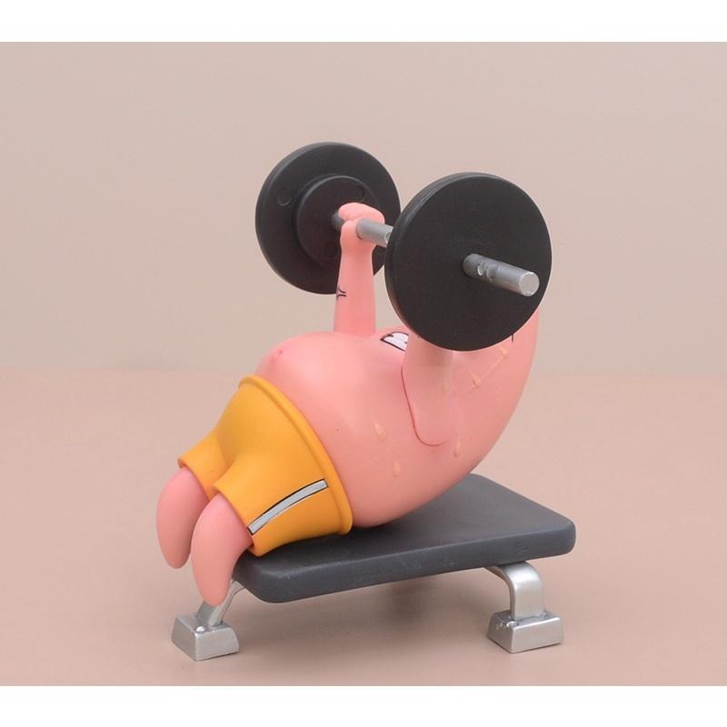 【安特羅斯】海綿寶寶 自律 派大星 健身 握推 肌肉 舉重 模型 玩具 公仔 雕像 可愛 深海大鳳梨 蟹堡王-細節圖3