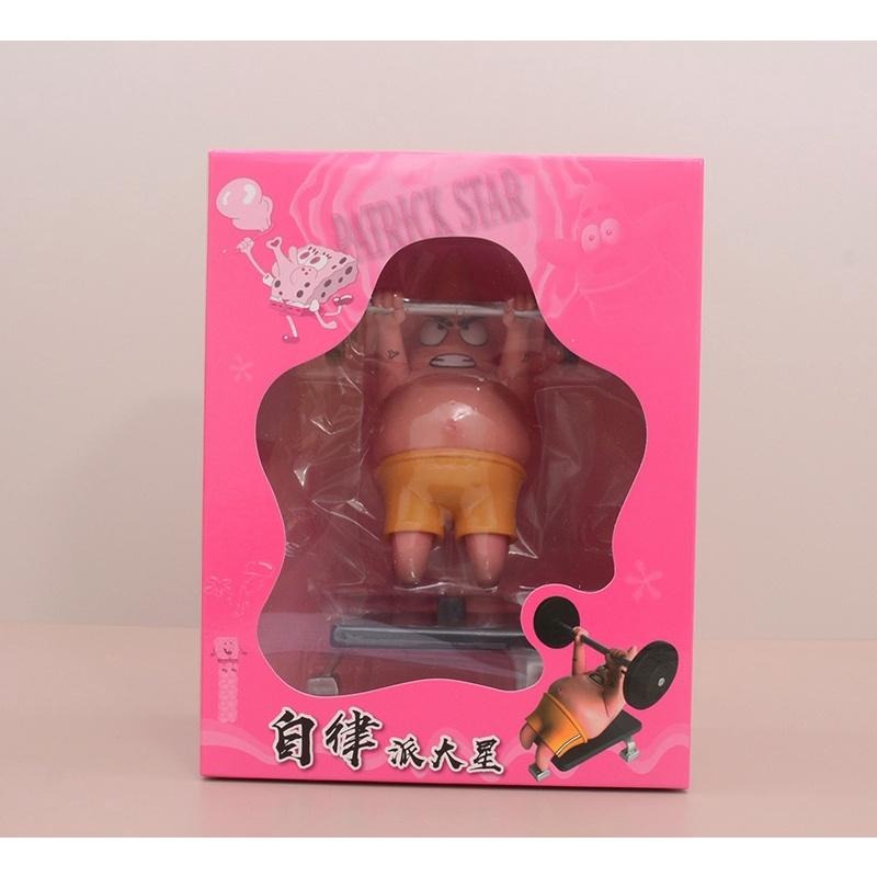 【安特羅斯】海綿寶寶 自律 派大星 健身 握推 肌肉 舉重 模型 玩具 公仔 雕像 可愛 深海大鳳梨 蟹堡王-細節圖6