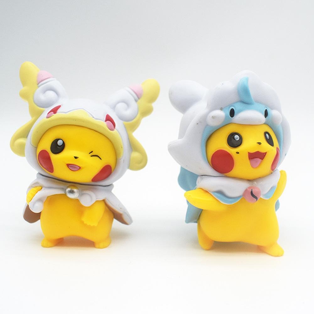 【多米諾】皮卡丘 變裝 組合 COS 寶可夢 7款一組 可愛 造型 烘培 蛋糕 生日 禮品 模型 玩具 公仔-細節圖3