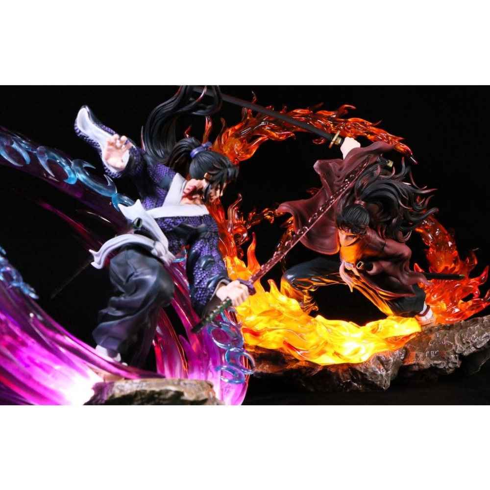 【多米諾】鬼滅之刃 GK 戰鬥 黑死牟 紀國緣一 USB 可發光 場景 模型 公仔 玩具 呼吸法 日之呼吸 月之呼吸-細節圖6