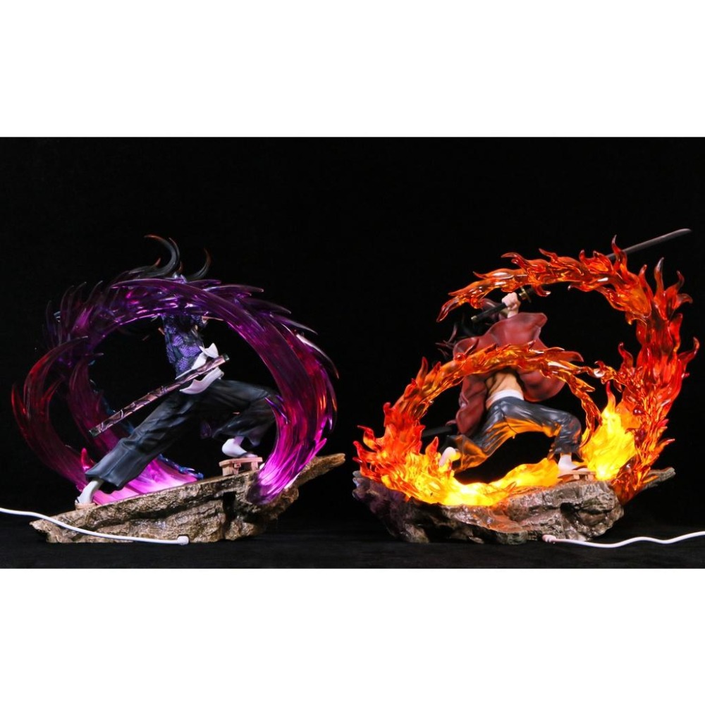 【多米諾】鬼滅之刃 GK 戰鬥 黑死牟 紀國緣一 USB 可發光 場景 模型 公仔 玩具 呼吸法 日之呼吸 月之呼吸-細節圖7