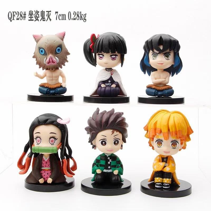 多米諾】炭治郎我妻善逸彌豆子Q版鬼滅之刃6款一組7cm 食玩模型