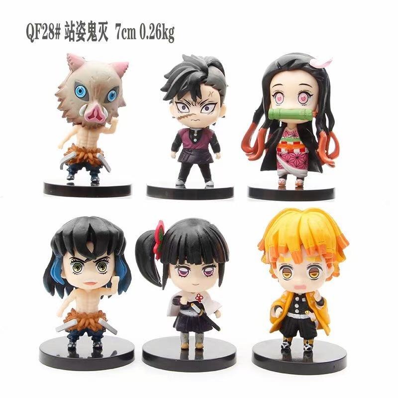 【多米諾】炭治郎 我妻善逸 彌豆子 Q版鬼滅之刃6款一組7cm 食玩模型公仔玩具 蛋糕烘培 不死川-細節圖2